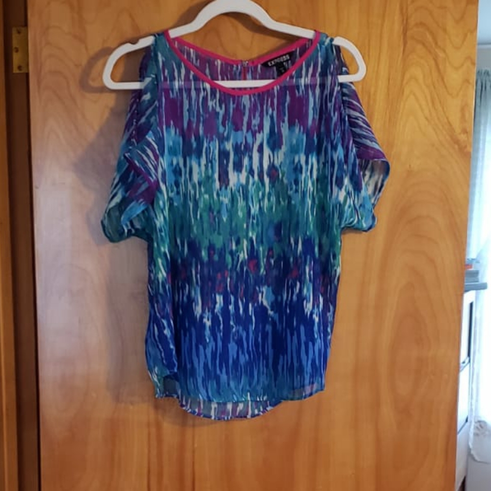 Express Cold Shoulder Tie Dye Blouse